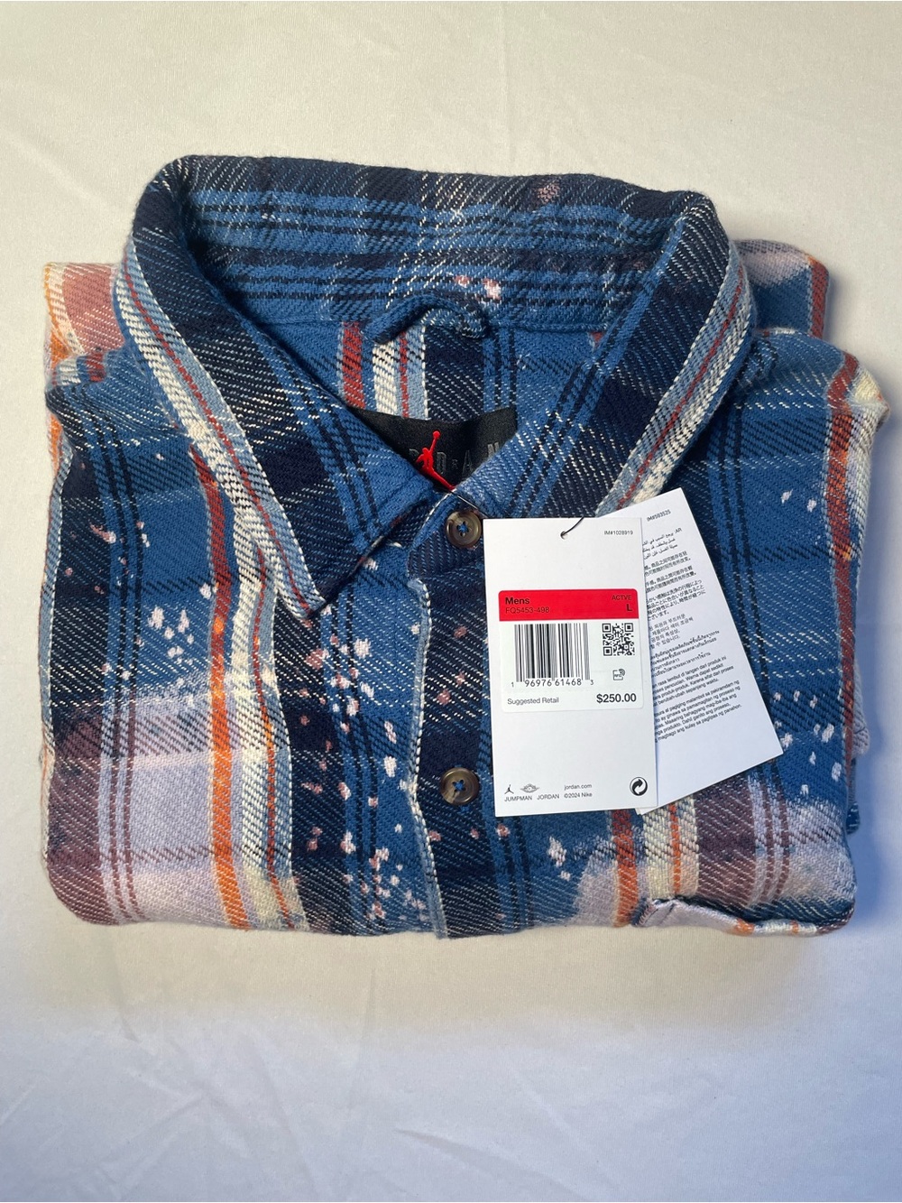 Air Jordan x Awake NY Mens Bleached Flannel Shirt Size Large NWT - Picture 5 of 7